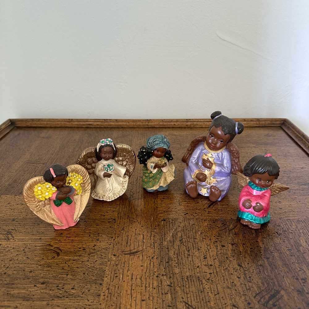 Vintage African American folk art figurines family lot of 5
